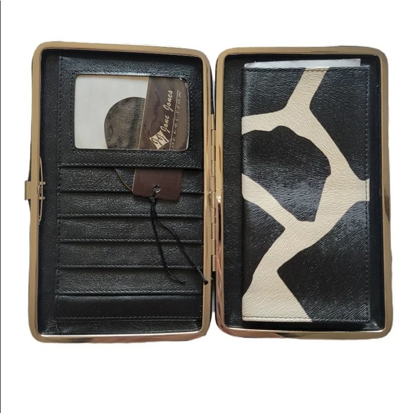 VTG Jone Jones collection Giraffe flat wallet NWT Brown & cream - Picture 1 of 11